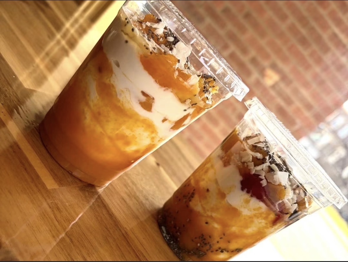 Chia and mango parfait cups